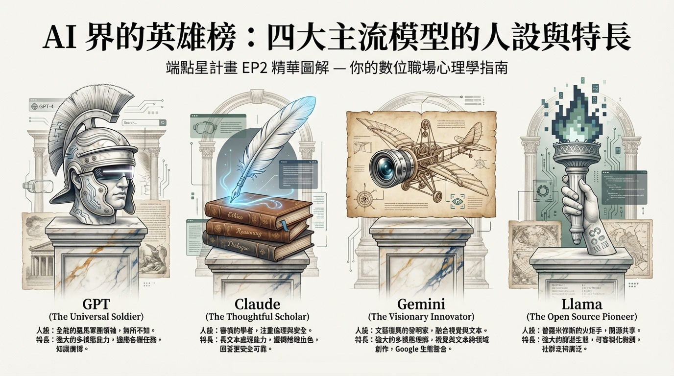EP2：AI 界的英雄榜 — 主流模型的人設與特長